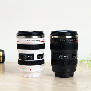 Stainless Steel Coffee Camera Lens Cup With Lid