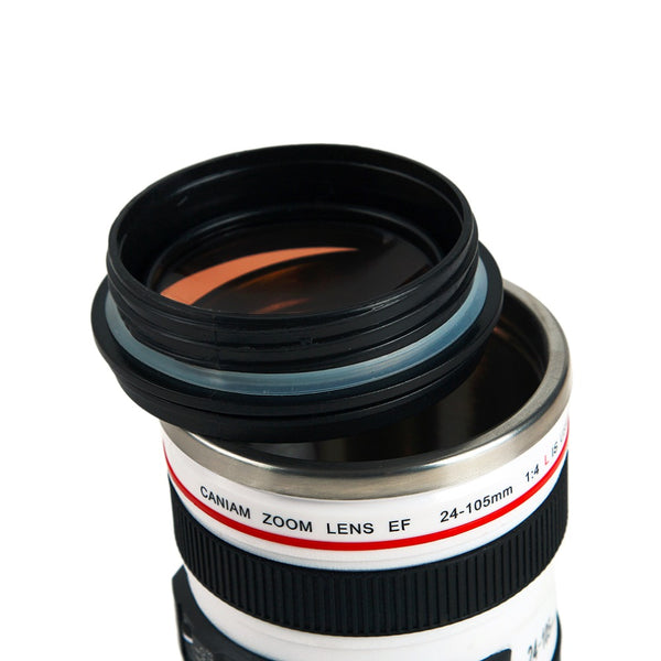 Stainless Steel Coffee Camera Lens Cup With Lid